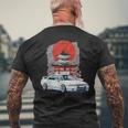 Jdm スカイライン 32 カーチューニング 日本 神社 ドリフト メンズTシャツ バックプリント 高齢者への贈り物