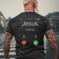 Jesus Calling Jesus Phone クリスチャンtシャツ メンズTシャツ バックプリント 高齢者への贈り物