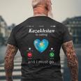 Kazakhstan Ruft Und Ich Muss Gehen カザフスタン国旗tシャツ メンズTシャツ バックプリント 高齢者への贈り物
