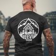 Leviuomi フィンランド スキーロッジとスキーリゾートの名前 Levi メンズTシャツ バックプリント 高齢者への贈り物
