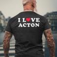 I Love Acton マッチング ガールフレンド&ボーイフレンド アクトン名 長袖tシャツ メンズTシャツ バックプリント 高齢者への贈り物