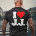 I Love Heart JJ Jj J J イニシャル メンズTシャツ バックプリント 高齢者への贈り物