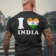 I Love India ハートフラッグインド メンズTシャツ バックプリント 高齢者への贈り物