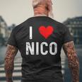 I Love Nico ハート アンティーク調 メンズTシャツ バックプリント 高齢者への贈り物