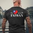 I Love Taiwan Flag Taiwan's Pride Itand With Taiwan Heart メンズTシャツ バックプリント 高齢者への贈り物