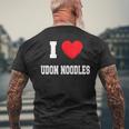 I Love うどん麺 メンズTシャツ バックプリント 高齢者への贈り物
