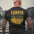 Lumpia Makes Me Happyルンピアは私を幸せにする フィリピンの春巻き 料理 食べ物 メンズTシャツ バックプリント 高齢者への贈り物