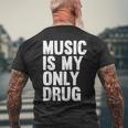 Music Is My Only Drug グラフィックプリント メンズTシャツ バックプリント 高齢者への贈り物