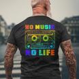 No Music No Life、ヴィンテージカセット音楽愛好家。 メンズTシャツ バックプリント 高齢者への贈り物
