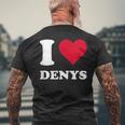 Red Heart I Love Denys メンズTシャツ バックプリント 高齢者への贈り物