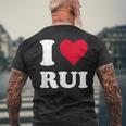 Red Heart I Love Rui メンズTシャツ バックプリント 高齢者への贈り物