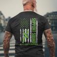 Support Mental Health Squad Awareness Us Flag Green Ribbon Men's T-shirt Back Print Gifts for Old Men