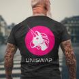Uniswap Dex、Crypto Defi、分散型アプリケーション交換 メンズTシャツ バックプリント 高齢者への贈り物