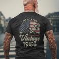 Vintage 1956 愛国的なイーグル、70歳の誕生日、アメリカ国旗 メンズTシャツ バックプリント 高齢者への贈り物