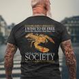 I Wish To Be Free ロブスター 日本語 メンズTシャツ バックプリント 高齢者への贈り物