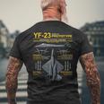 Yf-23 ステルス戦闘機 ミリタリー ジェット仕様 インフォグラフィック イエロー メンズTシャツ バックプリント 高齢者への贈り物