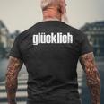 「Glücklich」・ハッピー・ドイツ語デザイン メンズTシャツ バックプリント 高齢者への贈り物