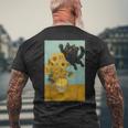 いたずら好きな猫 ひまわり ゴッホ 絵画 猫 メンズTシャツ バックプリント 高齢者への贈り物