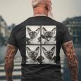 おもしろい 吸血鬼 シャム猫 コウモリのコスチューム 猫 ハロウィン メンズTシャツ バックプリント 高齢者への贈り物