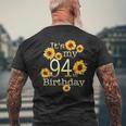 かわいいひまわり 94歳の誕生日 94歳の誕生日 メンズTシャツ バックプリント 高齢者への贈り物
