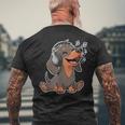 かわいいダックスフント音楽愛好家ヘッドフォン メンズTシャツ バックプリント 高齢者への贈り物