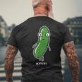 きゅうり 顔 イラスト かわいい おもしろ 面白い 簡単 シンプル ゆるい 野菜 メンズTシャツ バックプリント 高齢者への贈り物