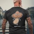 しいたけ キノコ 顔 イラスト かわいい おもしろ 面白い 簡単 シンプル ゆるい 野菜 メンズTシャツ バックプリント 高齢者への贈り物