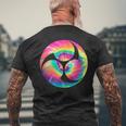 みつどもえシンボル 70年代 タイダイ 太鼓ドラマー メンズTシャツ バックプリント 高齢者への贈り物