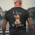 アイ・ラブ・マイ・ヨーキー・ヨーキー・ヨーキー・ドッグ・ファンへのギフト メンズTシャツ バックプリント 高齢者への贈り物