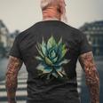アガベ植物コレクターアガベメキシカン民俗画 メンズTシャツ バックプリント 高齢者への贈り物