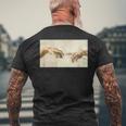 アダム・ミケランジェロによる創造 美術史 メンズTシャツ バックプリント 高齢者への贈り物