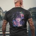 アニメ 漫画 美少女 メンズTシャツ バックプリント 高齢者への贈り物