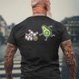 アボカドピットケトビーガンでボウリングをする楽しいアボカド。 メンズTシャツ バックプリント 高齢者への贈り物