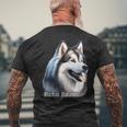アラスカン・マラミュート犬 メンズTシャツ バックプリント 高齢者への贈り物