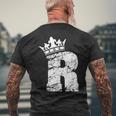 アルファベットtシャツ イニシャル文字 R & キング クイーン クラウン メンズTシャツ バックプリント 高齢者への贈り物