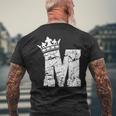 アルファベットtシャツ イニシャル文字mとキングクイーンクラウンtシャツ メンズTシャツ バックプリント 高齢者への贈り物
