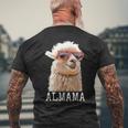 アルママ かわいい アルパカ ママ ダジャレ ラマ プレママ 家族 マタニティ 動物 メンズTシャツ バックプリント 高齢者への贈り物