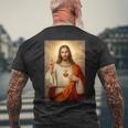 イエスの聖心カトリックキリスト教宗教デザイン。 メンズTシャツ バックプリント 高齢者への贈り物