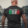 イタリア山アルプス旅行 パッソ・デッロ・ステルヴィオ メンズ レディース メンズTシャツ バックプリント 高齢者への贈り物