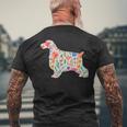 イングリッシュコッカースパニエル水彩フラワーデザイン。 メンズTシャツ バックプリント 高齢者への贈り物