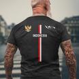 インドネシア国旗、インドネシアのシルエットマップ、国章 長袖tシャツ メンズTシャツ バックプリント 高齢者への贈り物