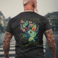 ウクレレミュージックフラワーズハワイ メンズTシャツ バックプリント 高齢者への贈り物