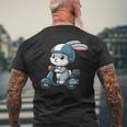 ウサギ スクーター ペット 面白い オートバイ メンズTシャツ バックプリント 高齢者への贈り物