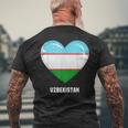 ウズベキスタン国旗シャツ メンズTシャツ バックプリント 高齢者への贈り物