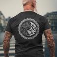 オオカミ陰陽ウルフ、陰陽太極拳、Qiゴング、ヨガ、Mma メンズTシャツ バックプリント 高齢者への贈り物