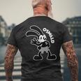 オズワルドウサギの手を振るウサギ メンズTシャツ バックプリント 高齢者への贈り物