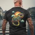 カメレオン 動物 グラフィック サングラス アートワーク カメレオン メンズTシャツ バックプリント 高齢者への贈り物