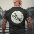 カラフル レトロ カマキリ 昆虫 ヴィンテージ デザイン メンズTシャツ バックプリント 高齢者への贈り物