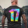 カラフルなタイダイ 17歳の誕生日または17番のチームイベント メンズTシャツ バックプリント 高齢者への贈り物