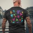 カラフルなハンドベルとメモ柄。 メンズTシャツ バックプリント 高齢者への贈り物
